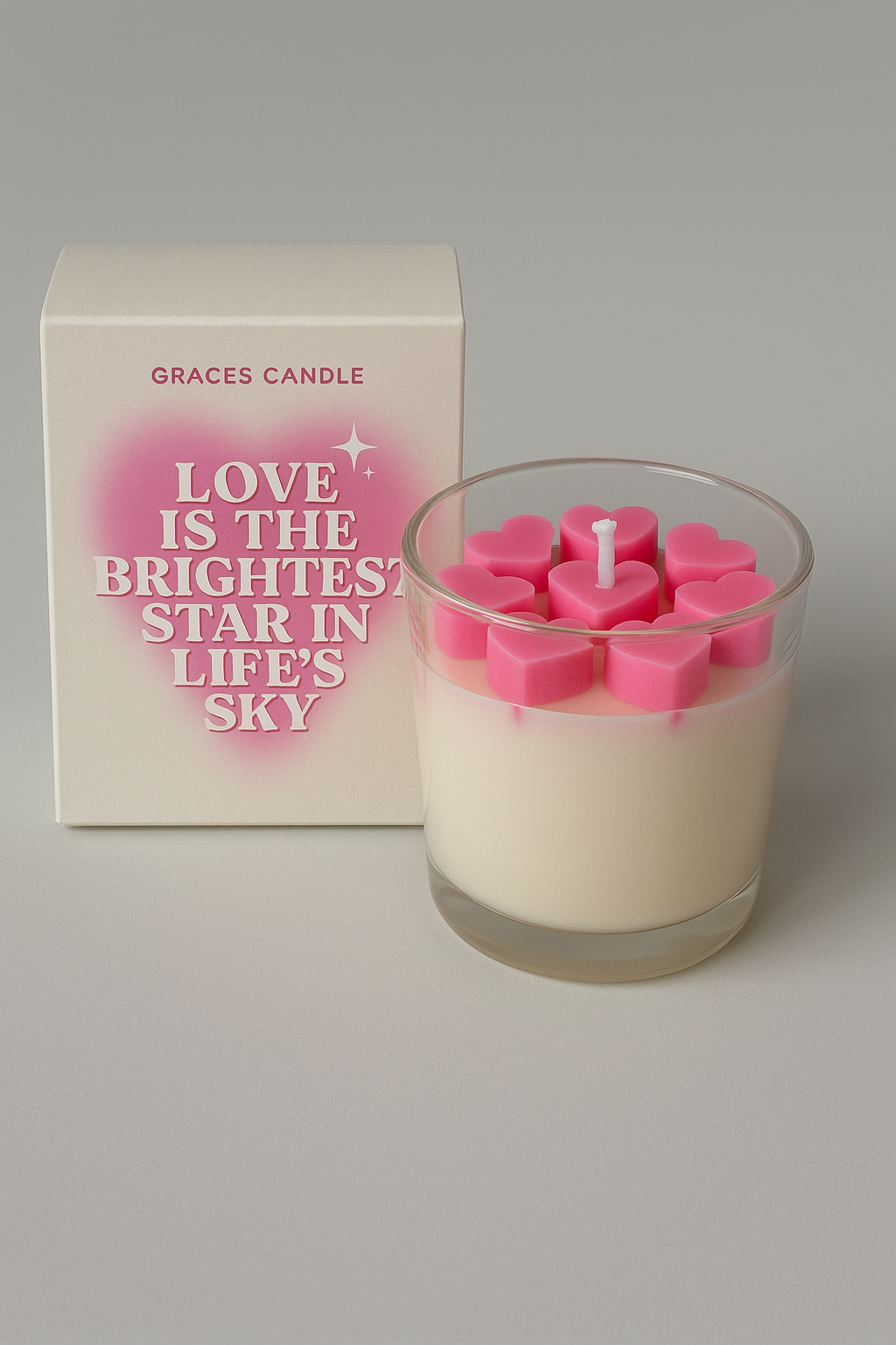 Pink Heart Glass Jar Candle