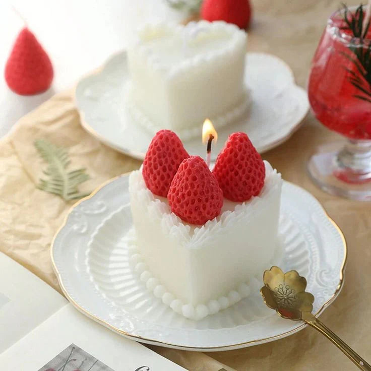 A Plate of Scented Strawberry Cake candle