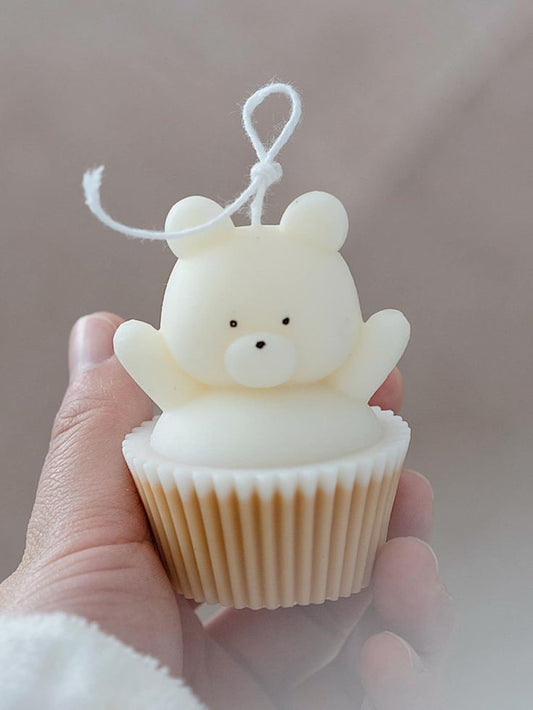 Cute Cupcake Teddy Candle